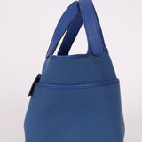 Hermès 2022 Bleu France Swift and Canvas Cargo Picotin 18 PHW - FashioNica