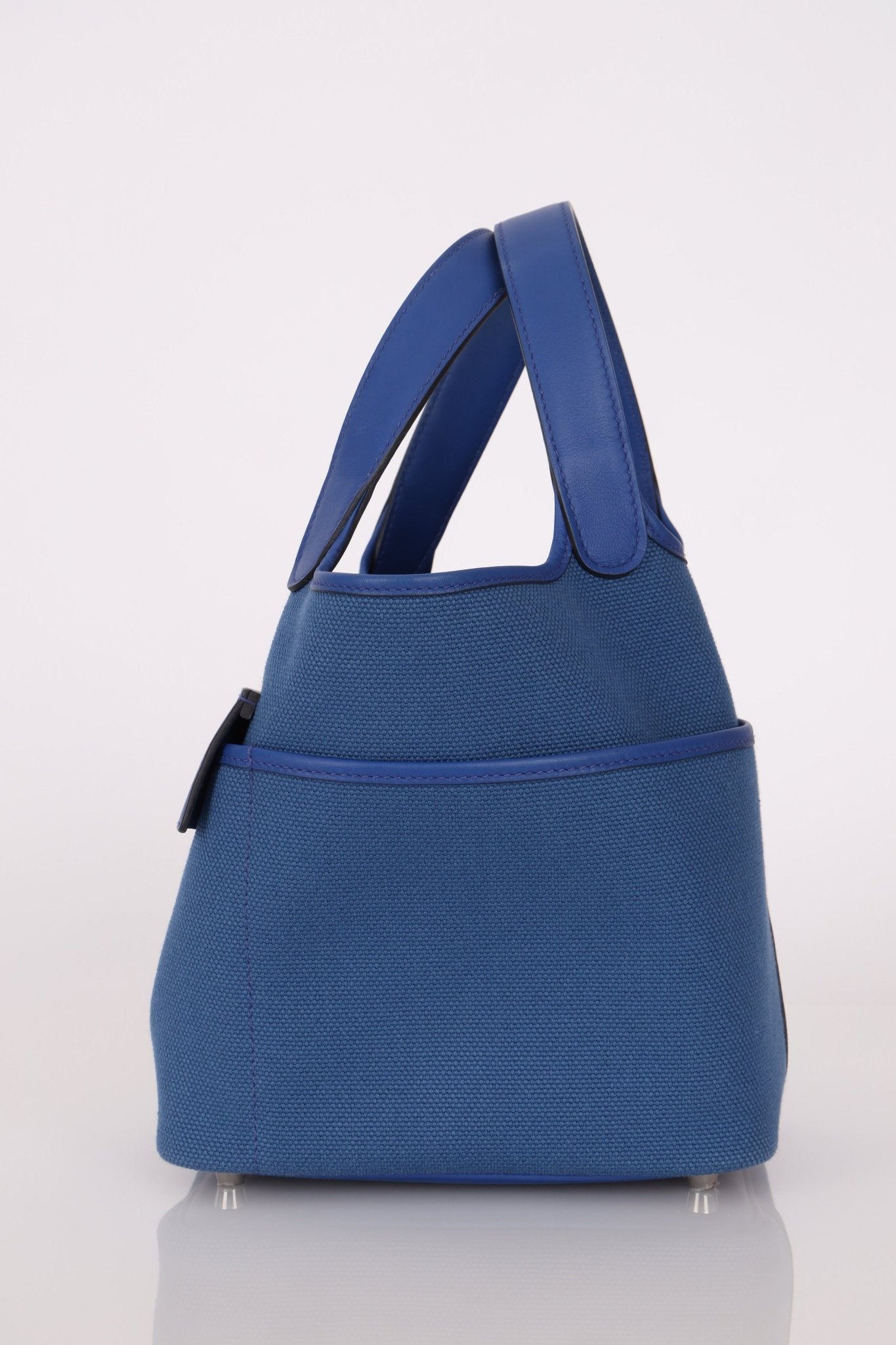 Hermès 2022 Bleu France Swift and Canvas Cargo Picotin 18 PHW - FashioNica