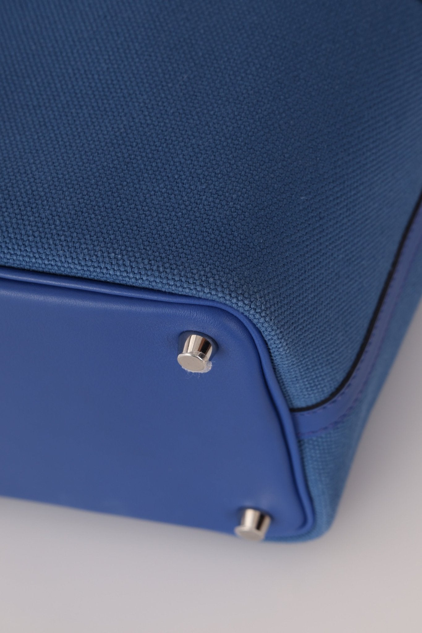 Hermès 2022 Bleu France Swift and Canvas Cargo Picotin 18 PHW - FashioNica