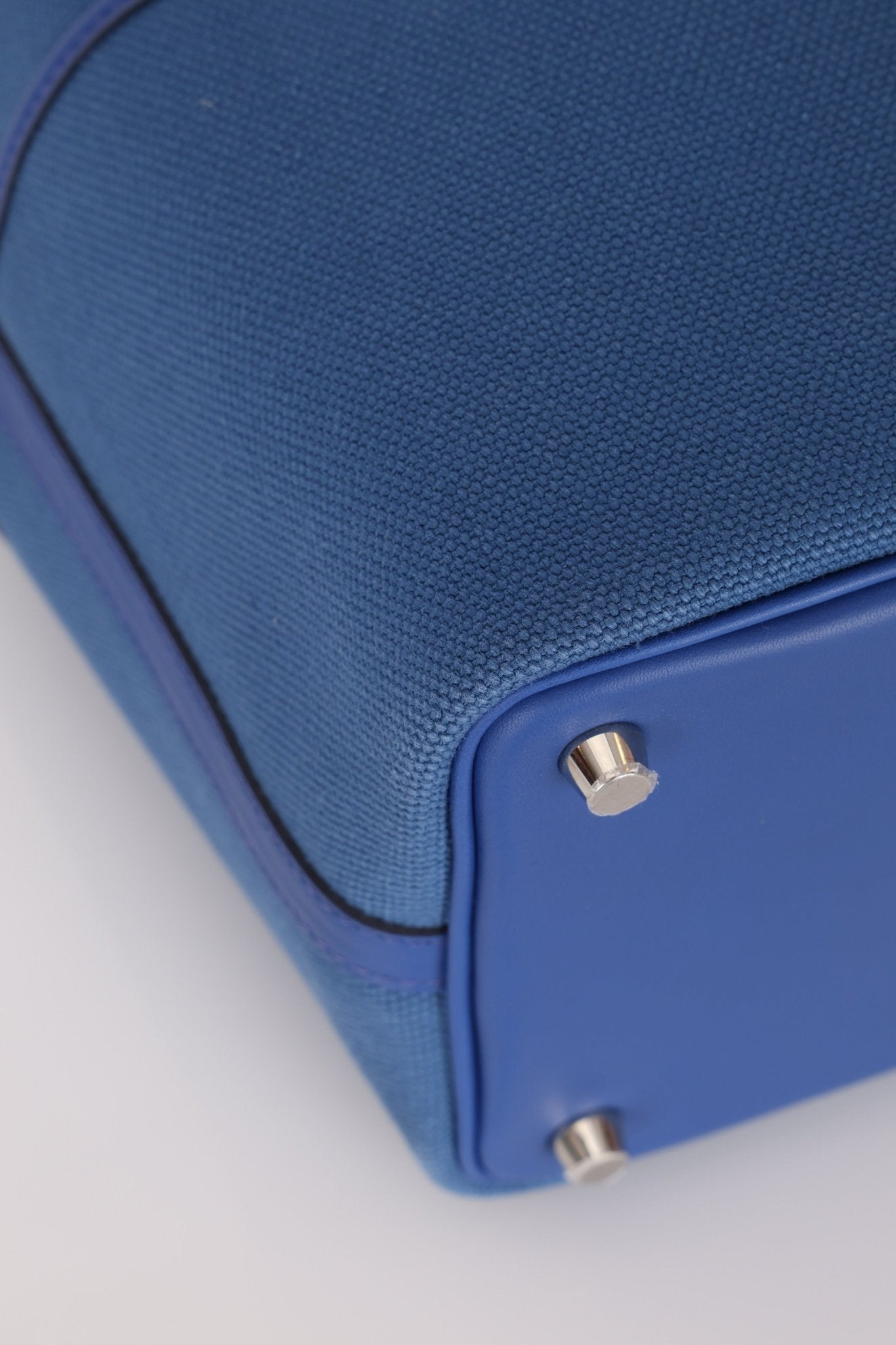 Hermès 2022 Bleu France Swift and Canvas Cargo Picotin 18 PHW - FashioNica