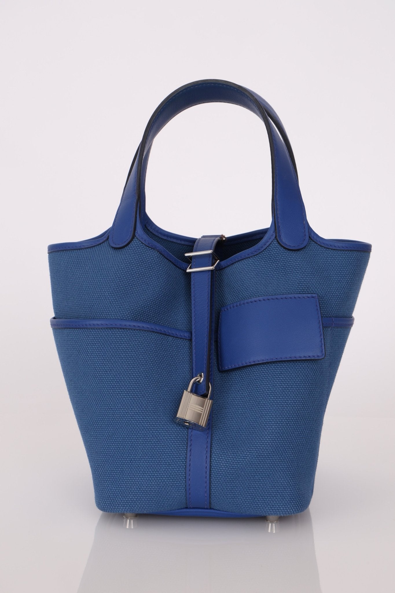 Hermès 2022 Bleu France Swift and Canvas Cargo Picotin 18 PHW - FashioNica
