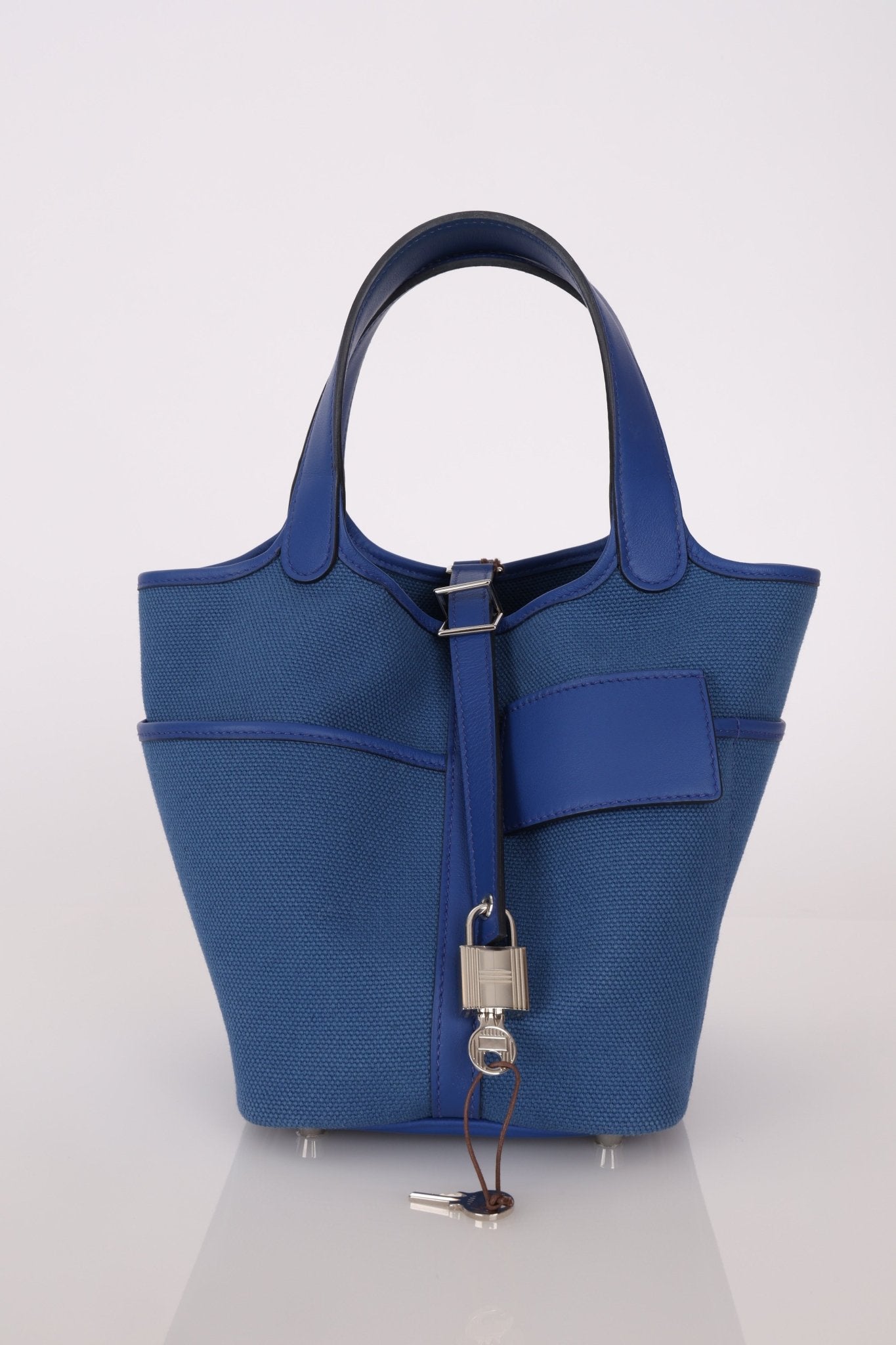 Hermès 2022 Bleu France Swift and Canvas Cargo Picotin 18 PHW - FashioNica