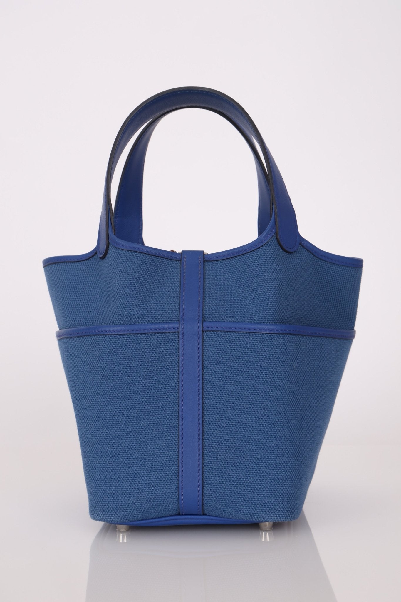 Hermès 2022 Bleu France Swift and Canvas Cargo Picotin 18 PHW - FashioNica