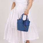 Hermès 2022 Bleu France Swift and Canvas Cargo Picotin 18 PHW - FashioNica