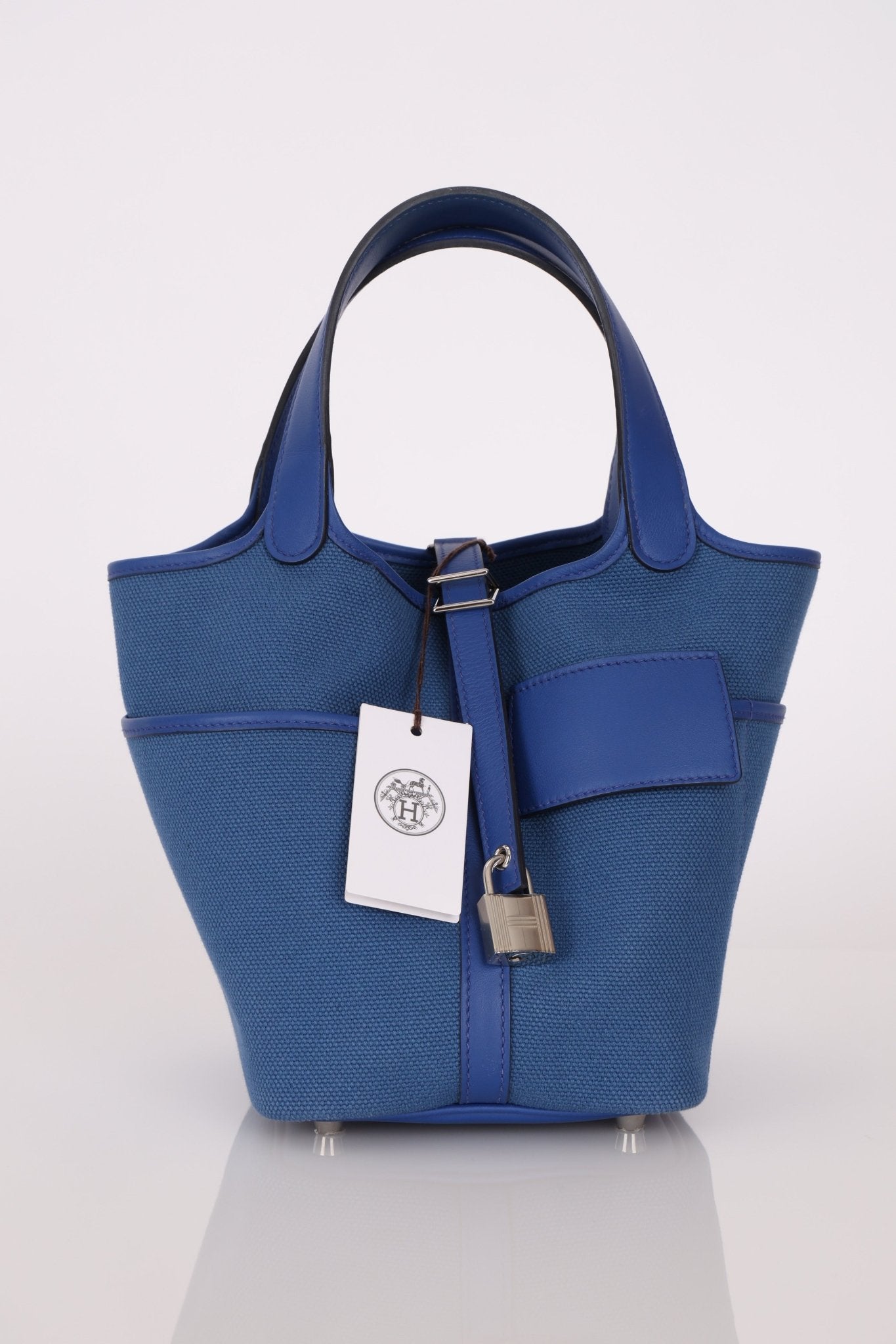 Hermès 2022 Bleu France Swift and Canvas Cargo Picotin 18 PHW - FashioNica