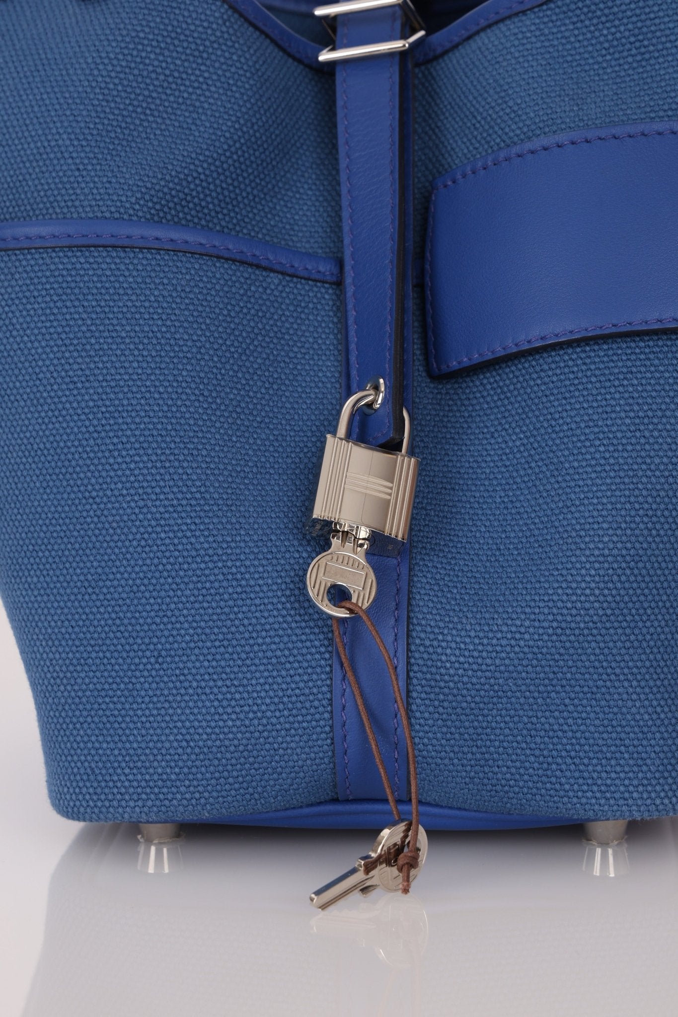 Hermès 2022 Bleu France Swift and Canvas Cargo Picotin 18 PHW - FashioNica