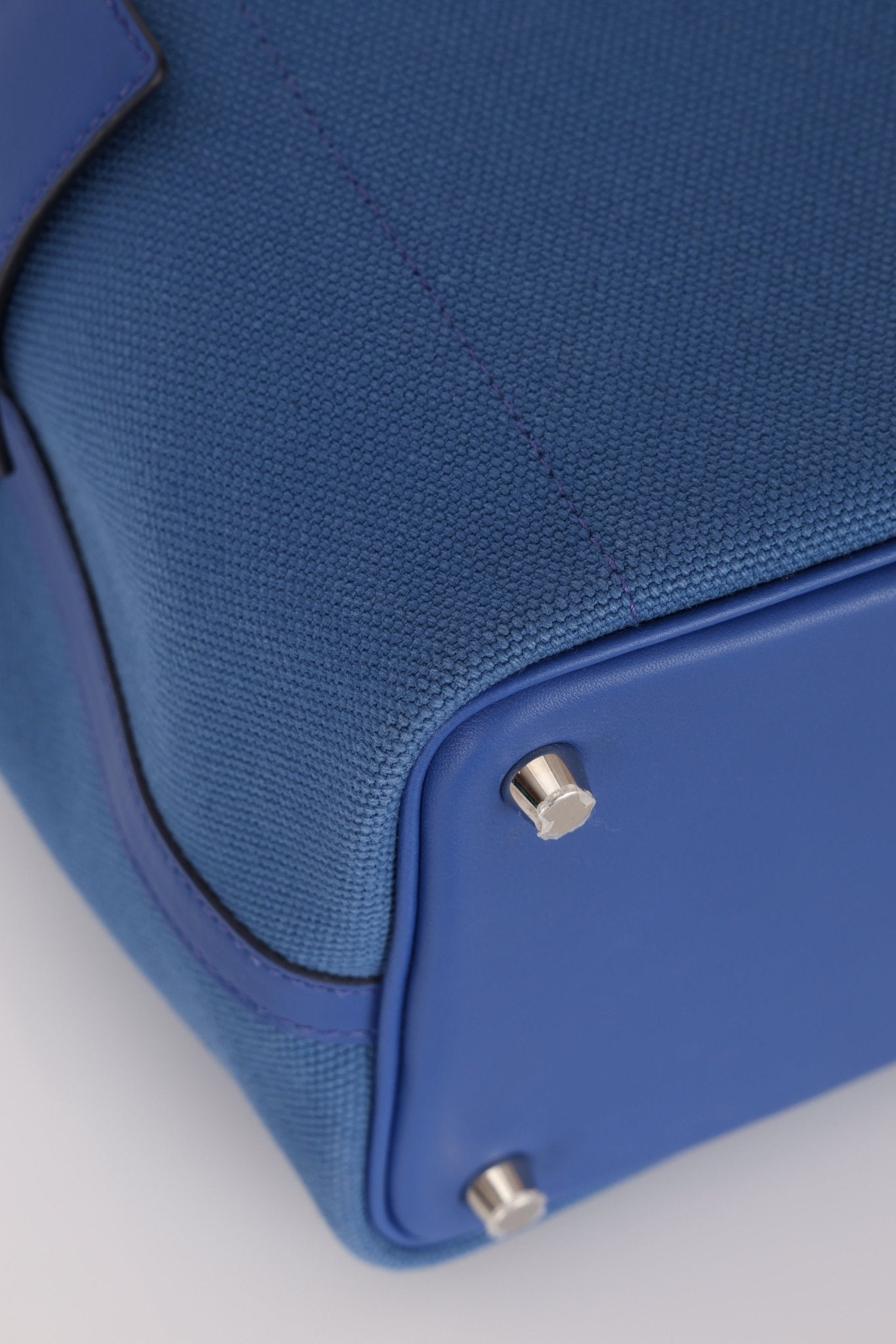 Hermès 2022 Bleu France Swift and Canvas Cargo Picotin 18 PHW - FashioNica