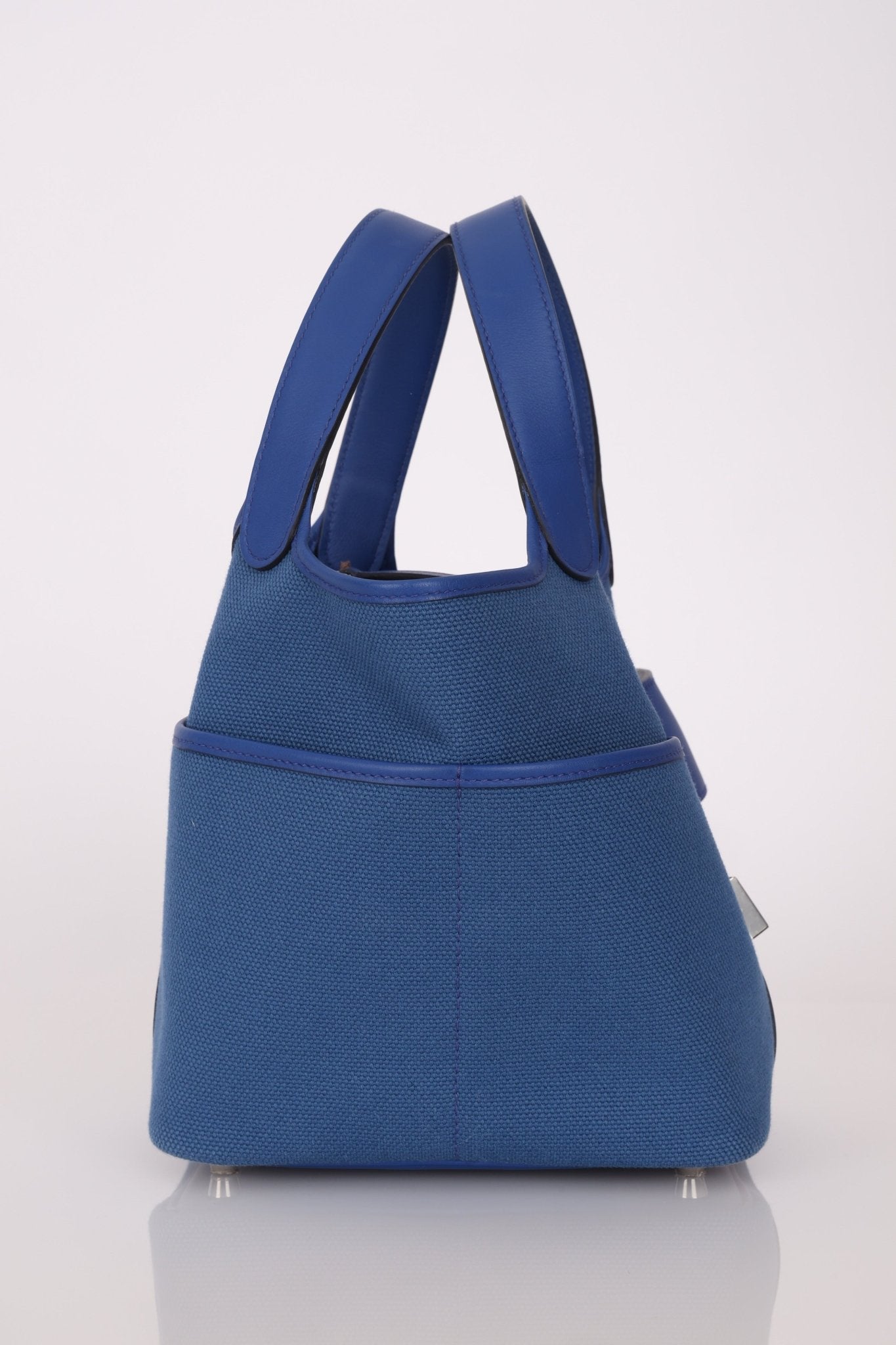 Hermès 2022 Bleu France Swift and Canvas Cargo Picotin 18 PHW - FashioNica
