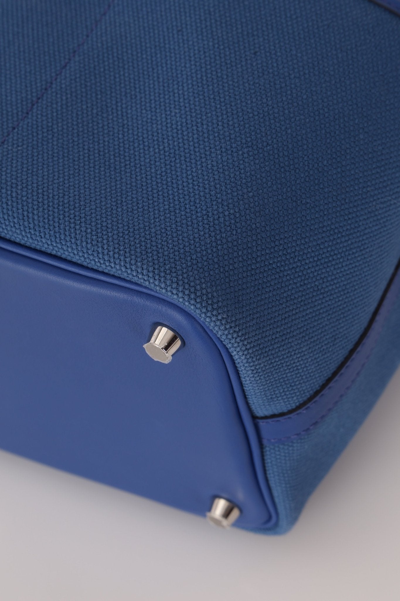 Hermès 2022 Bleu France Swift and Canvas Cargo Picotin 18 PHW - FashioNica