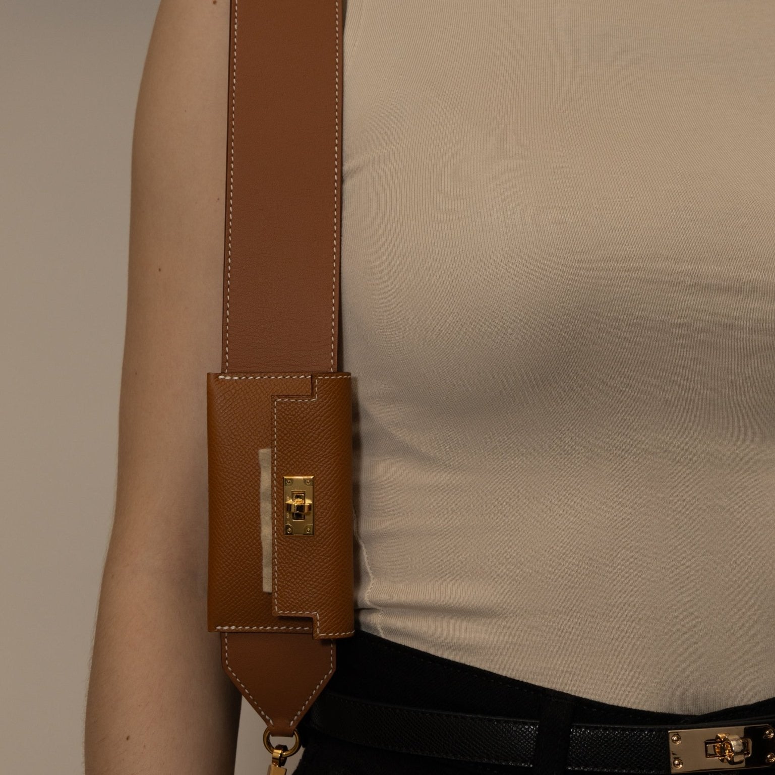 Hermès 2022 Gold Epsom and Swift Kelly Pocket Bag Strap - FashioNica