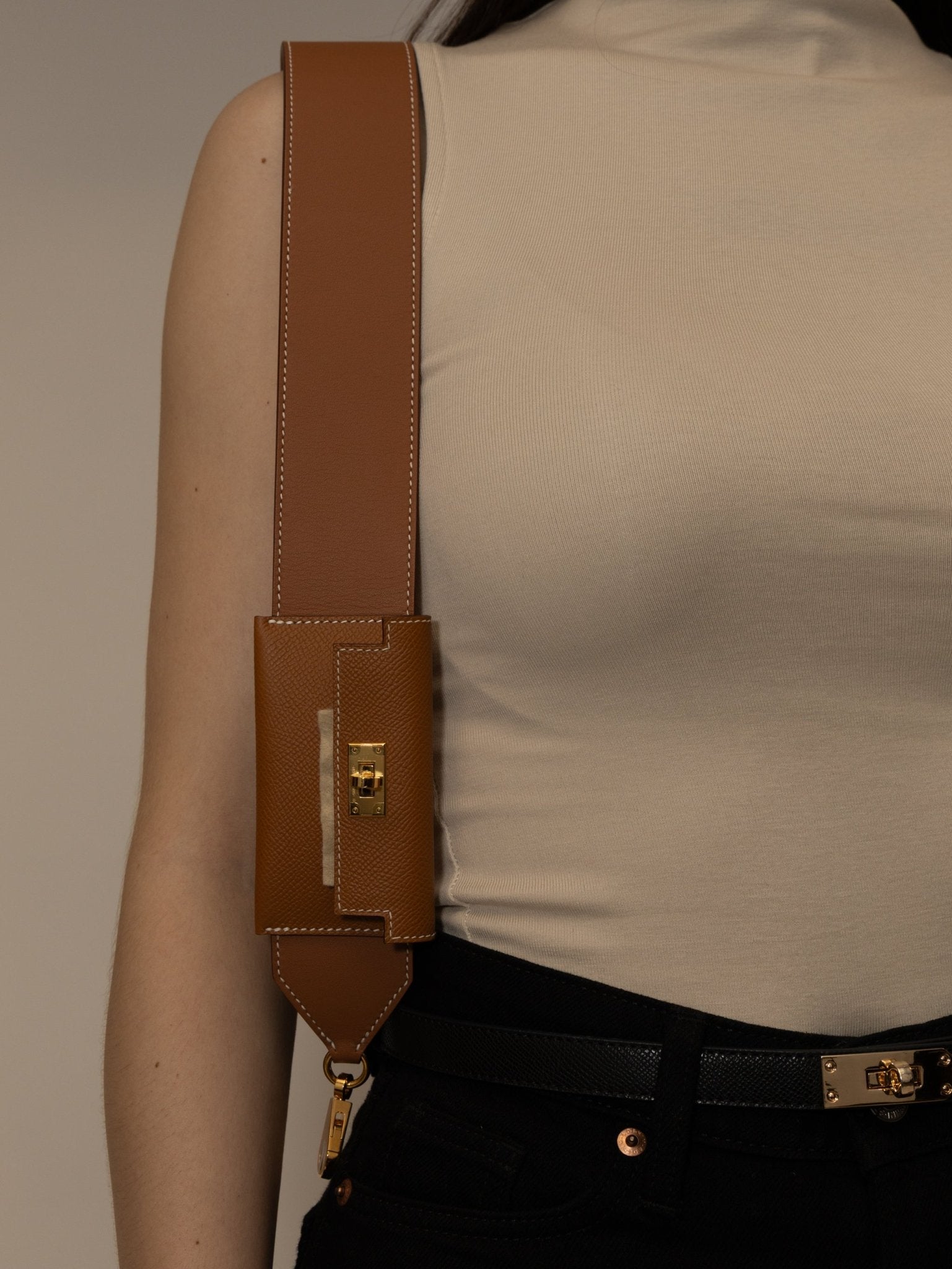 Hermès 2022 Gold Epsom and Swift Kelly Pocket Bag Strap - FashioNica