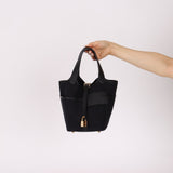 Hermès 2022 Noir Toile Goeland Swift Cargo Picotin Lock 18 GHW - FashioNica