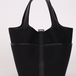 Hermès 2022 Noir Toile Goeland Swift Cargo Picotin Lock 18 GHW - FashioNica