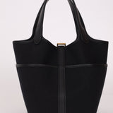 Hermès 2022 Noir Toile Goeland Swift Cargo Picotin Lock 18 GHW - FashioNica