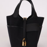 Hermès 2022 Noir Toile Goeland Swift Cargo Picotin Lock 18 GHW - FashioNica