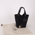 Hermès 2022 Noir Toile Goeland Swift Cargo Picotin Lock 18 GHW - FashioNica