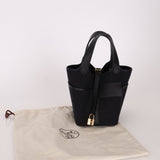 Hermès 2022 Noir Toile Goeland Swift Cargo Picotin Lock 18 GHW - FashioNica