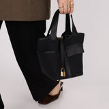 Hermès 2022 Noir Toile Goeland Swift Cargo Picotin Lock 18 GHW - FashioNica