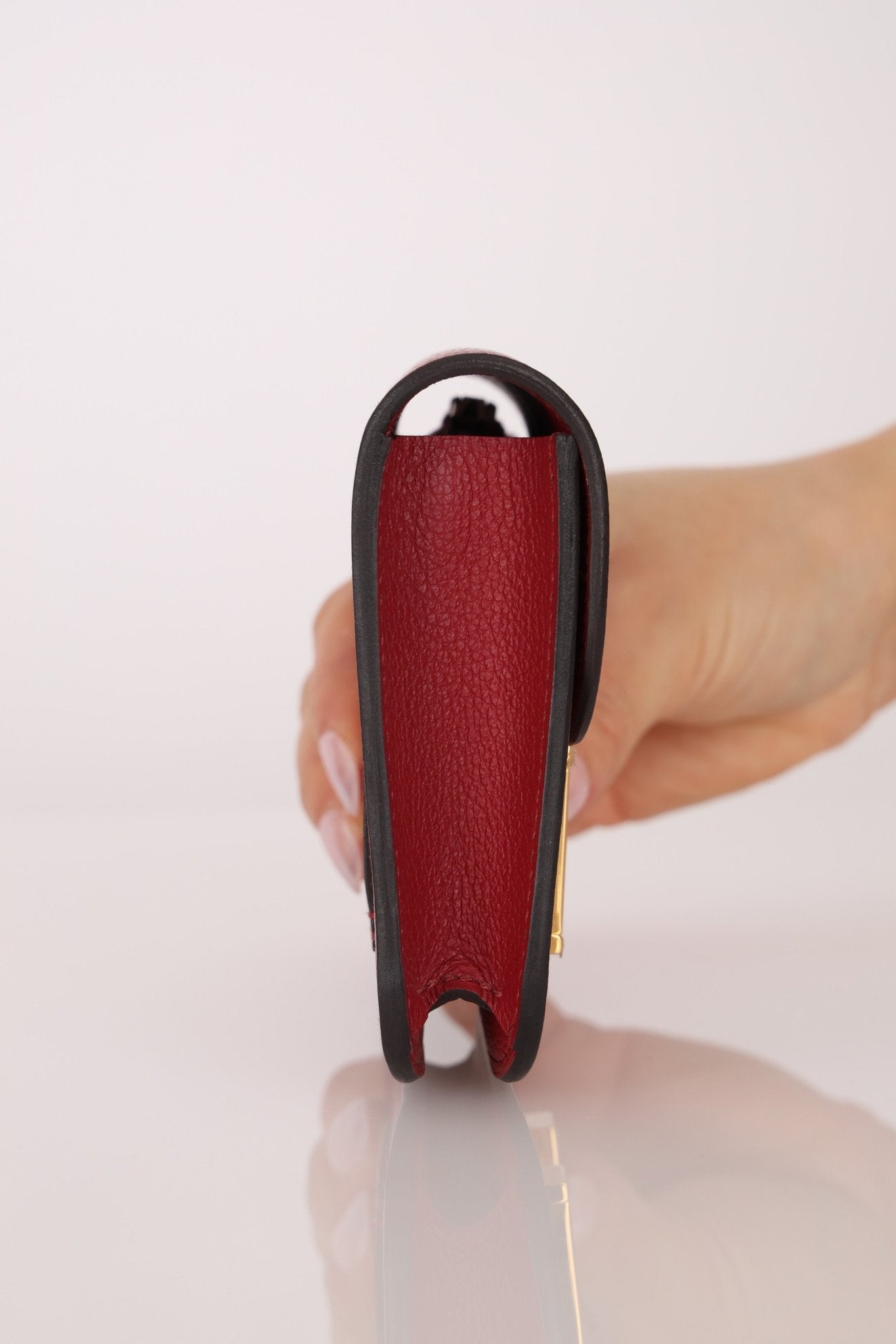 Hermes 2022 Rouge H Evercolor Constance Slim Wallet - FashioNica