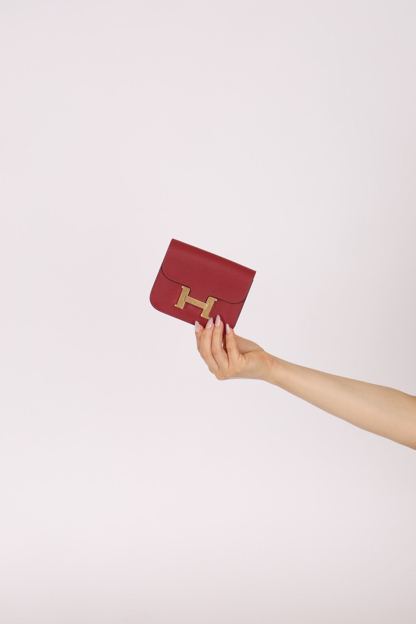 Hermes 2022 Rouge H Evercolor Constance Slim Wallet - FashioNica