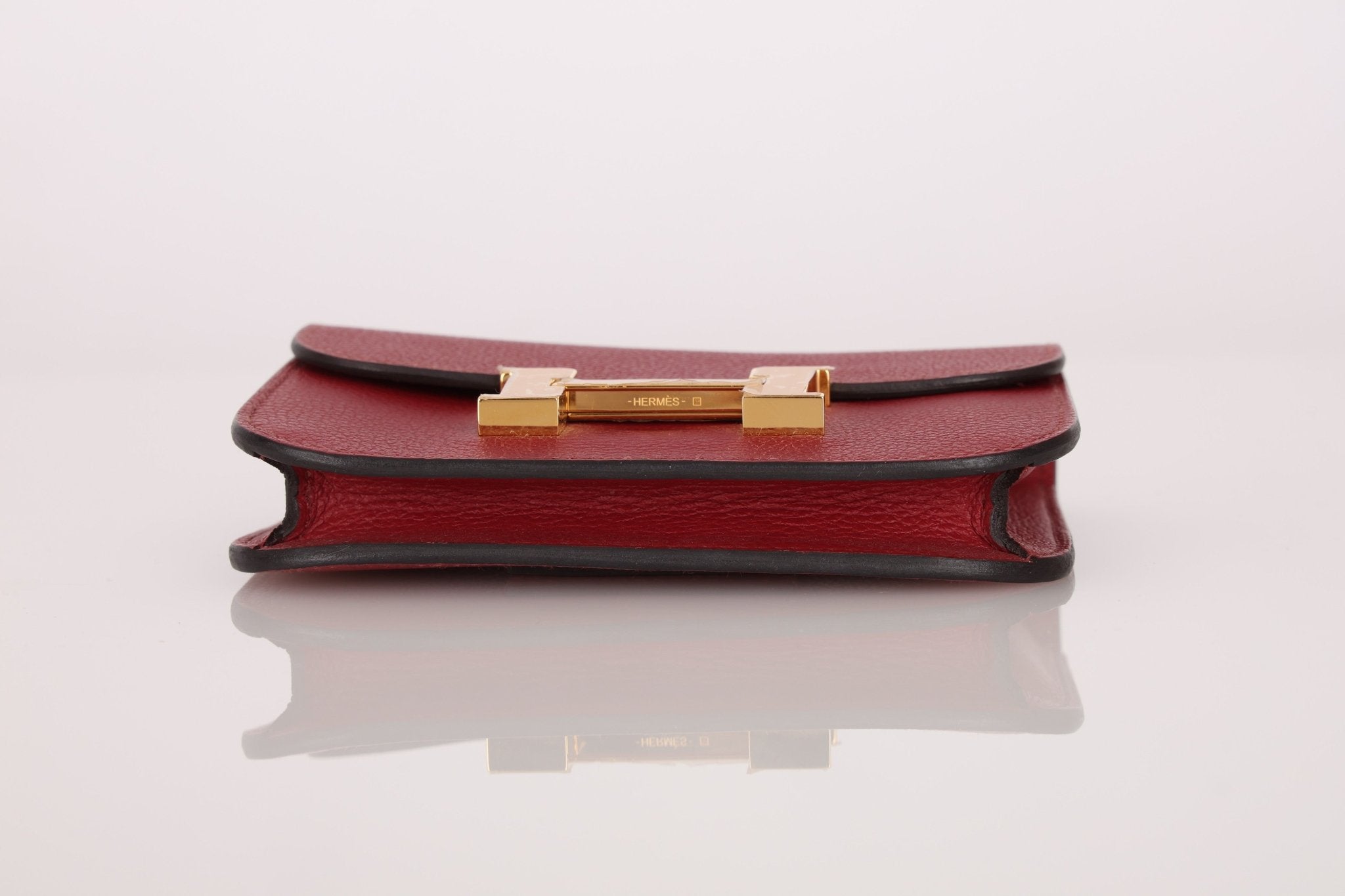 Hermes 2022 Rouge H Evercolor Constance Slim Wallet - FashioNica