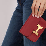 Hermes 2022 Rouge H Evercolor Constance Slim Wallet - FashioNica