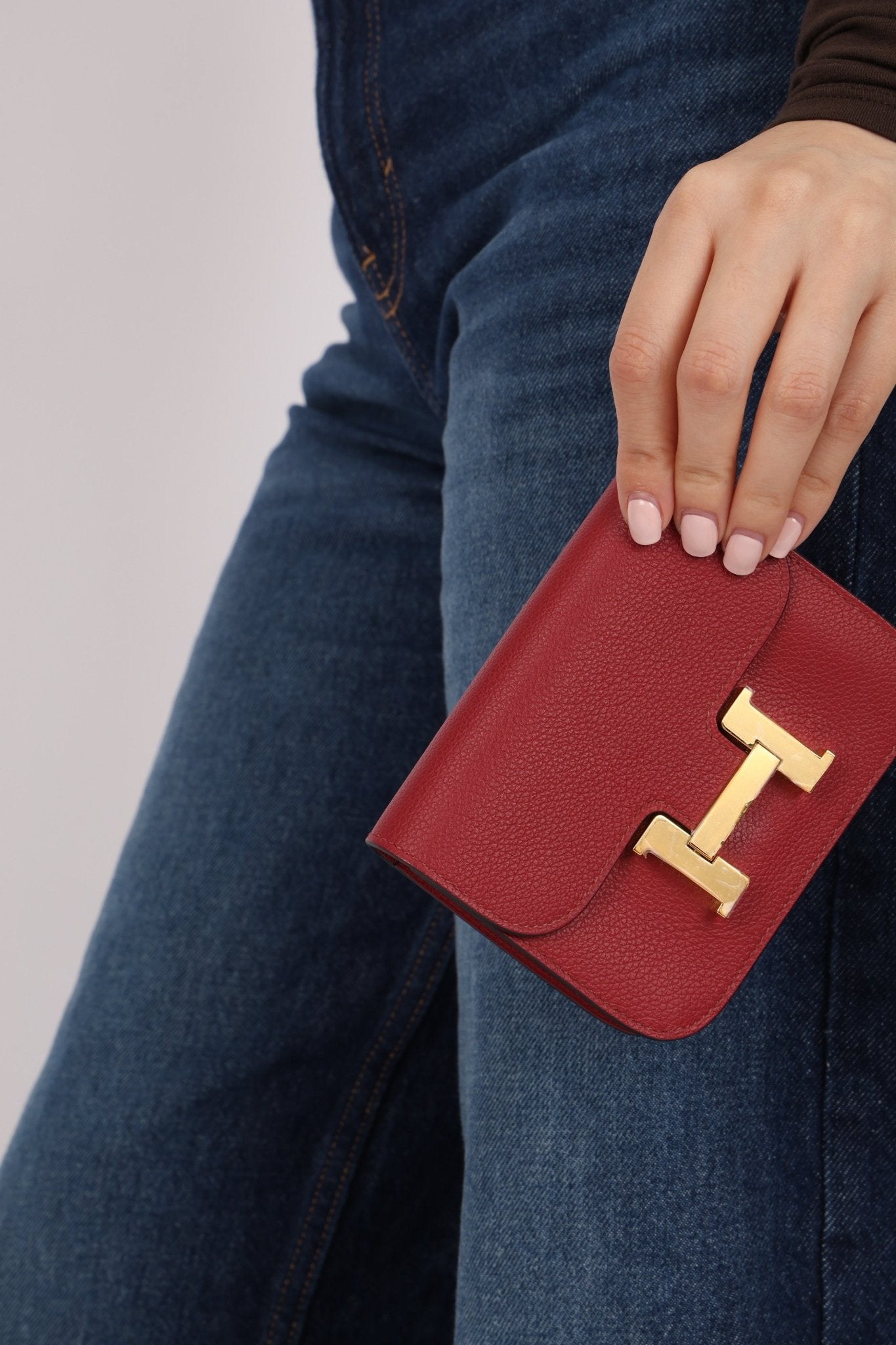 Hermes 2022 Rouge H Evercolor Constance Slim Wallet - FashioNica
