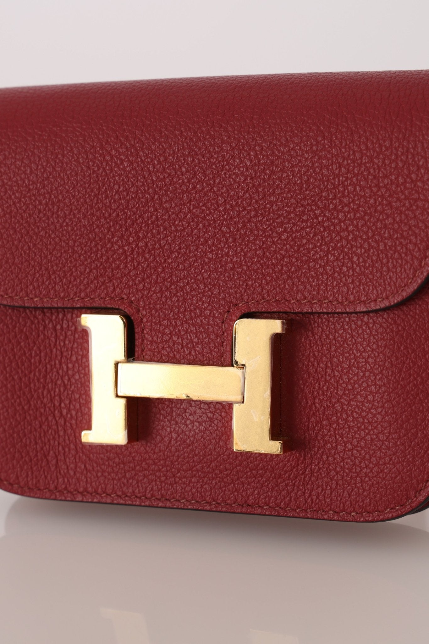 Hermes 2022 Rouge H Evercolor Constance Slim Wallet - FashioNica