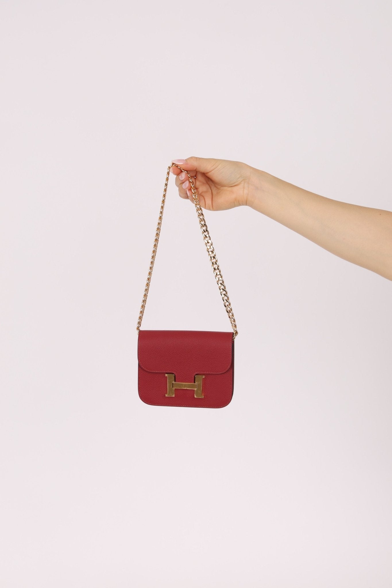 Hermes 2022 Rouge H Evercolor Constance Slim Wallet - FashioNica