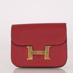 Hermes 2022 Rouge H Evercolor Constance Slim Wallet - FashioNica