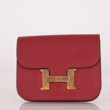 Hermes 2022 Rouge H Evercolor Constance Slim Wallet - FashioNica