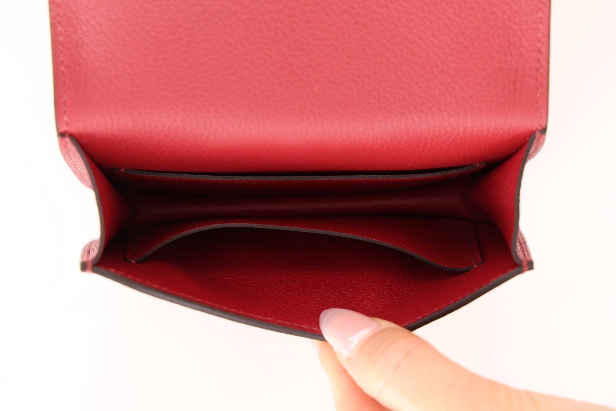Hermes 2022 Rouge H Evercolor Constance Slim Wallet - FashioNica