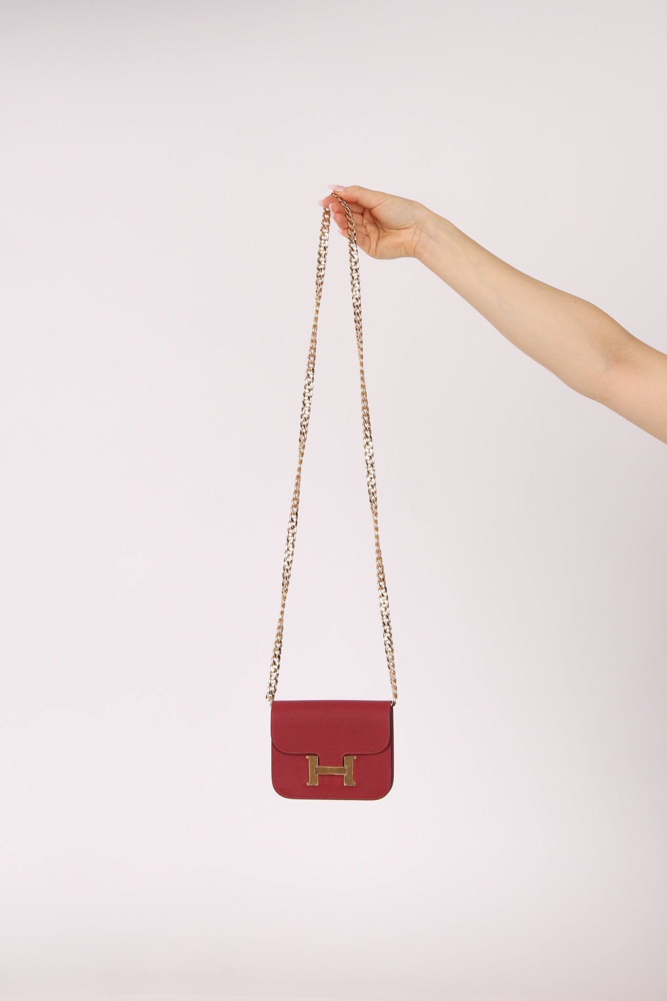 Hermes 2022 Rouge H Evercolor Constance Slim Wallet - FashioNica
