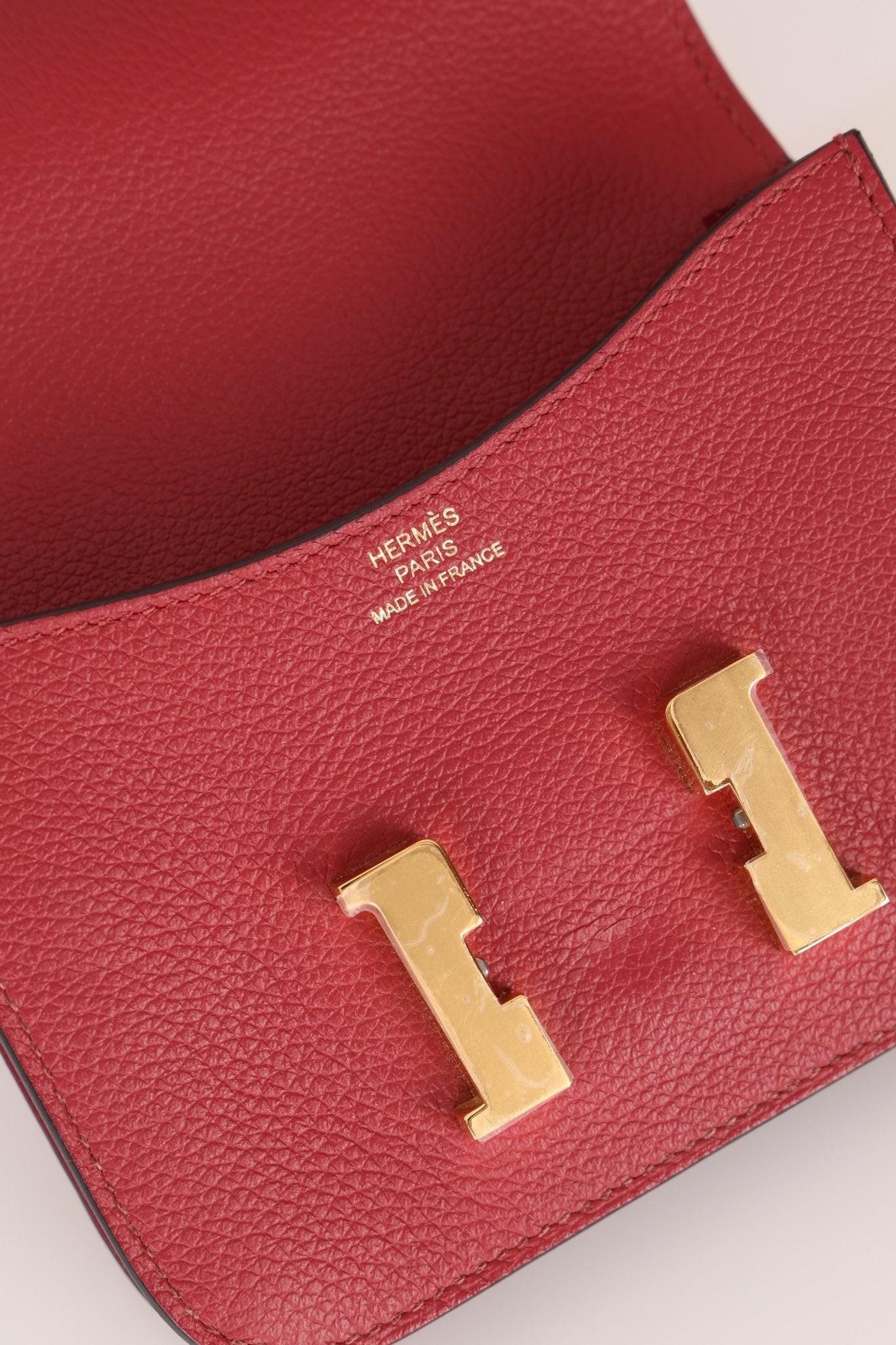 Hermes 2022 Rouge H Evercolor Constance Slim Wallet - FashioNica