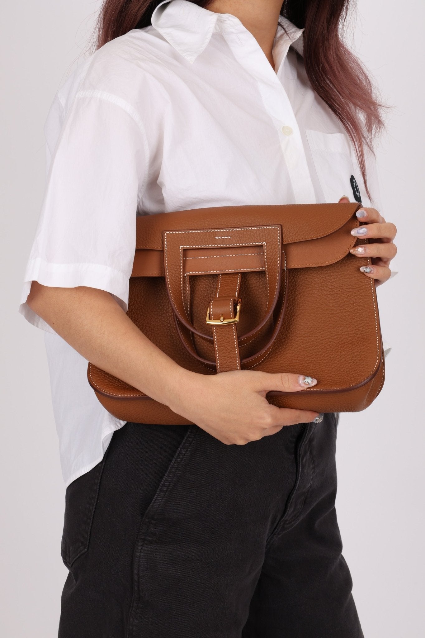 Hermès 2023 Clemence Gold Halzan 31 GHW - FashioNica