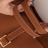 Hermès 2023 Clemence Gold Halzan 31 GHW - FashioNica