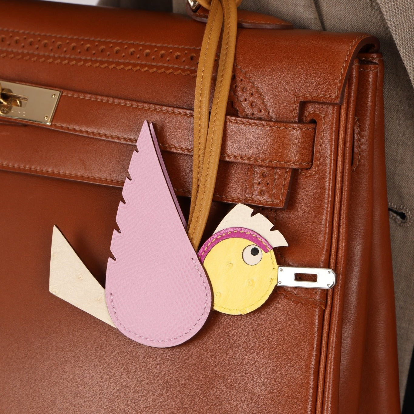 Hermès 2025 Ostrich & Swift Birdy Charm Touch PHW - FashioNica