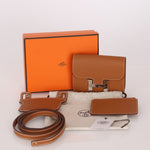 Hermès Gold Epsom Constance Slim Wallet w/ Custom Strap PHW - FashioNica