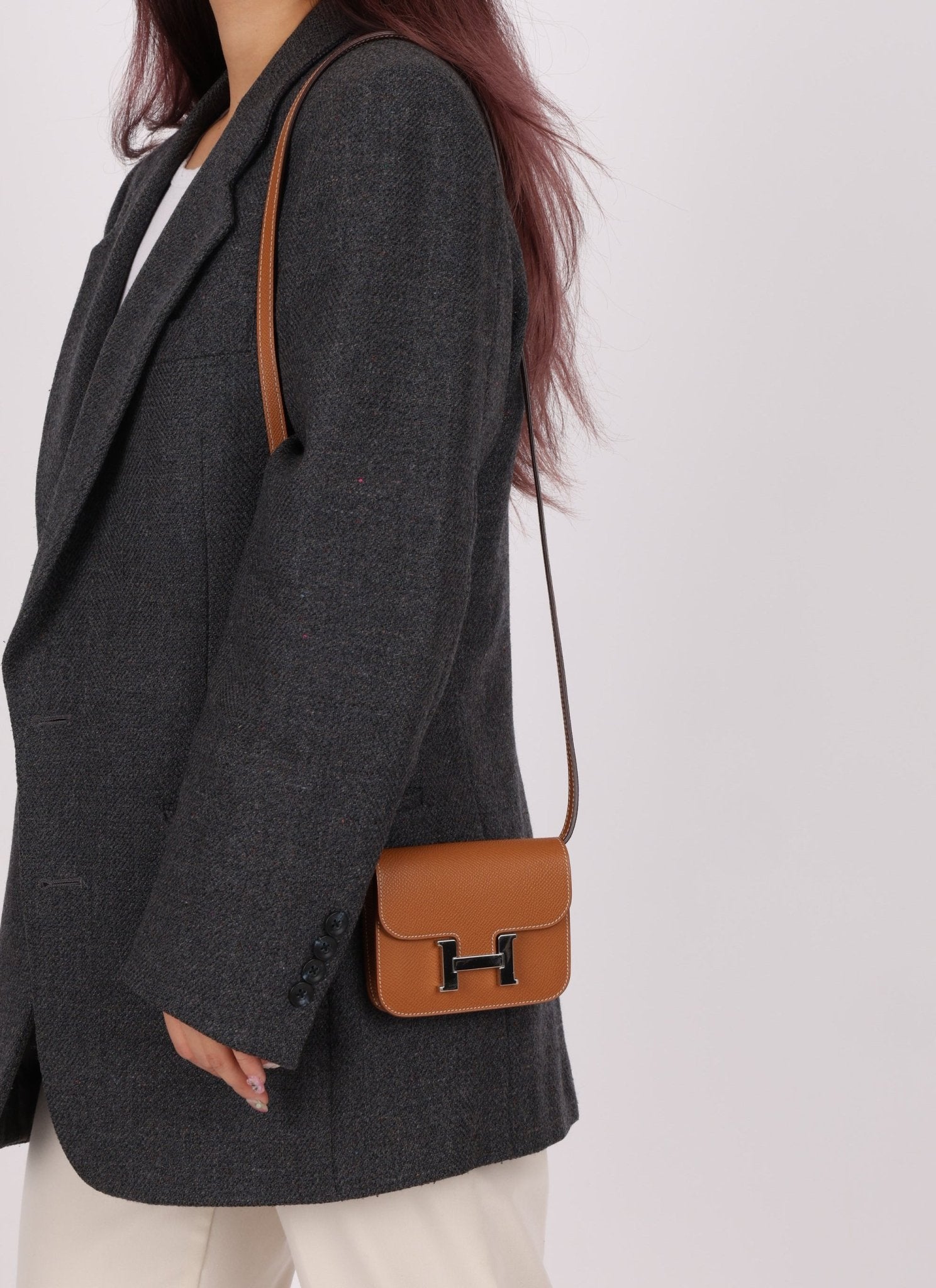 Hermès Gold Epsom Constance Slim Wallet w/ Custom Strap PHW - FashioNica