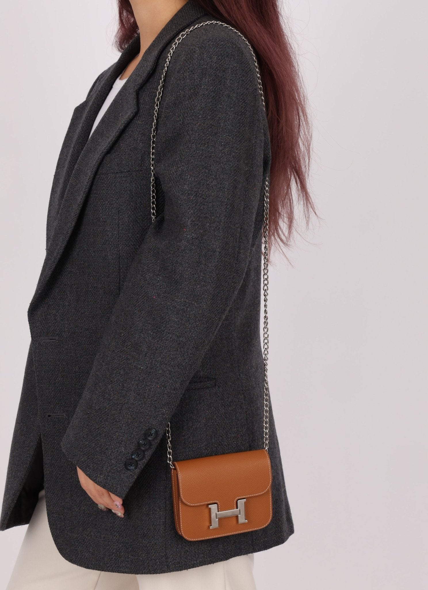 Hermès Gold Epsom Constance Slim Wallet w/ Custom Strap PHW - FashioNica