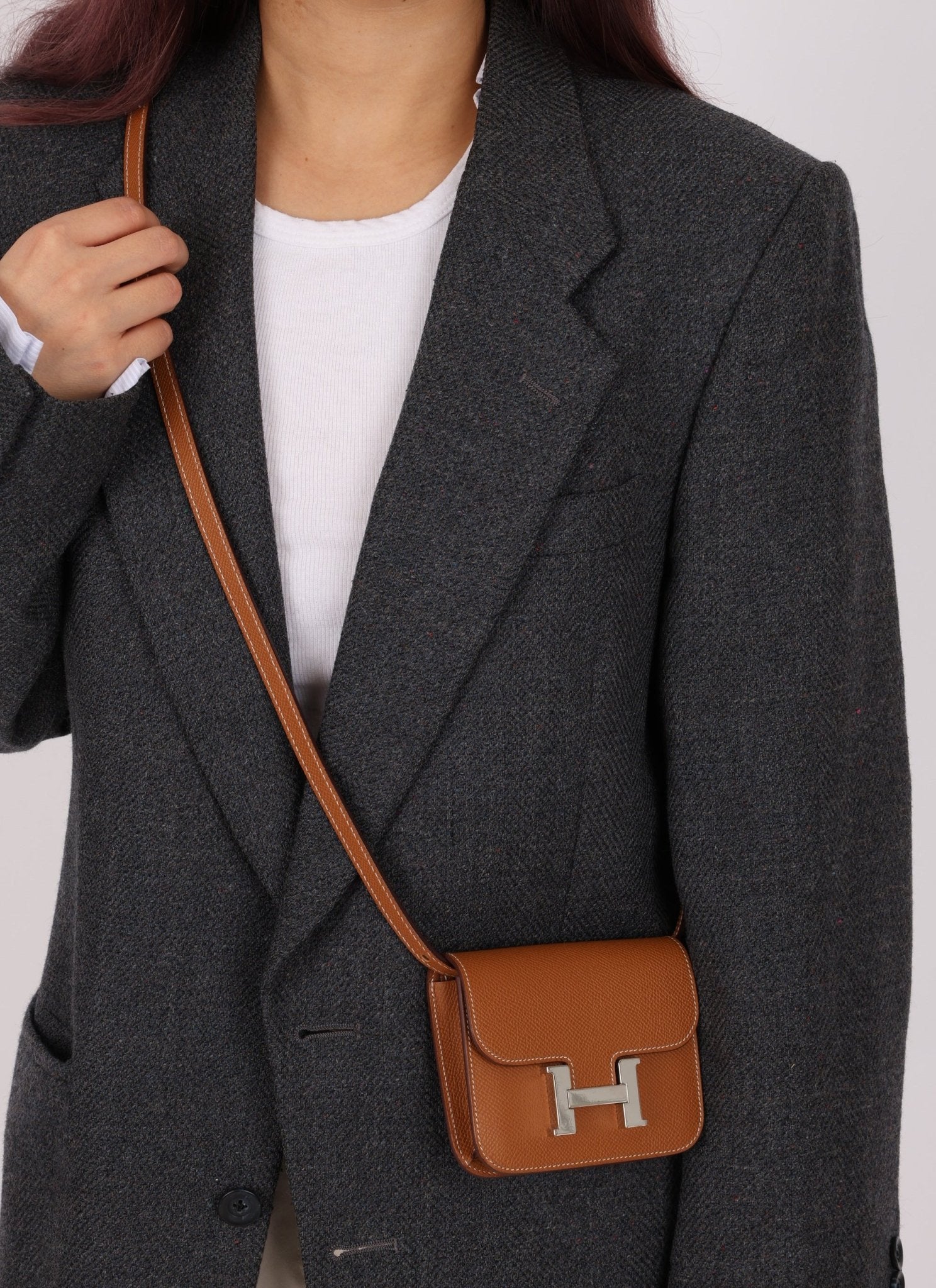 Hermès Gold Epsom Constance Slim Wallet w/ Custom Strap PHW - FashioNica