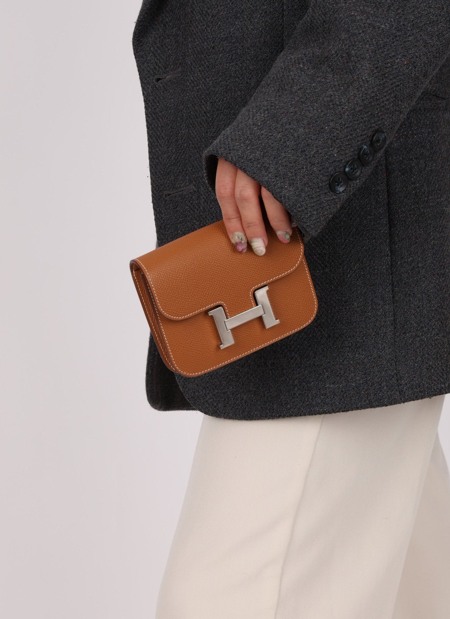 Hermès Gold Epsom Constance Slim Wallet w/ Custom Strap PHW - FashioNica