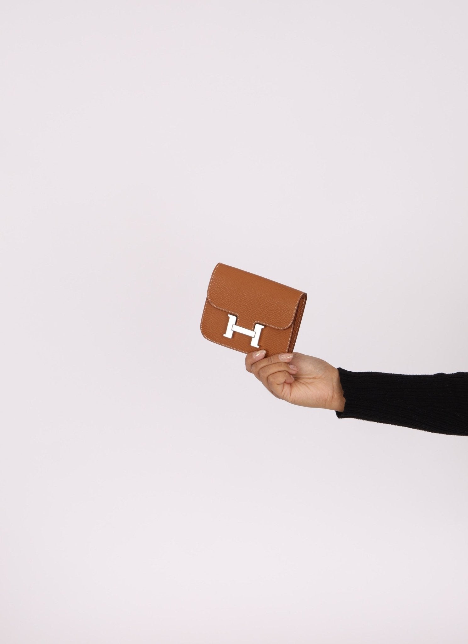 Hermès Gold Epsom Constance Slim Wallet w/ Custom Strap PHW - FashioNica