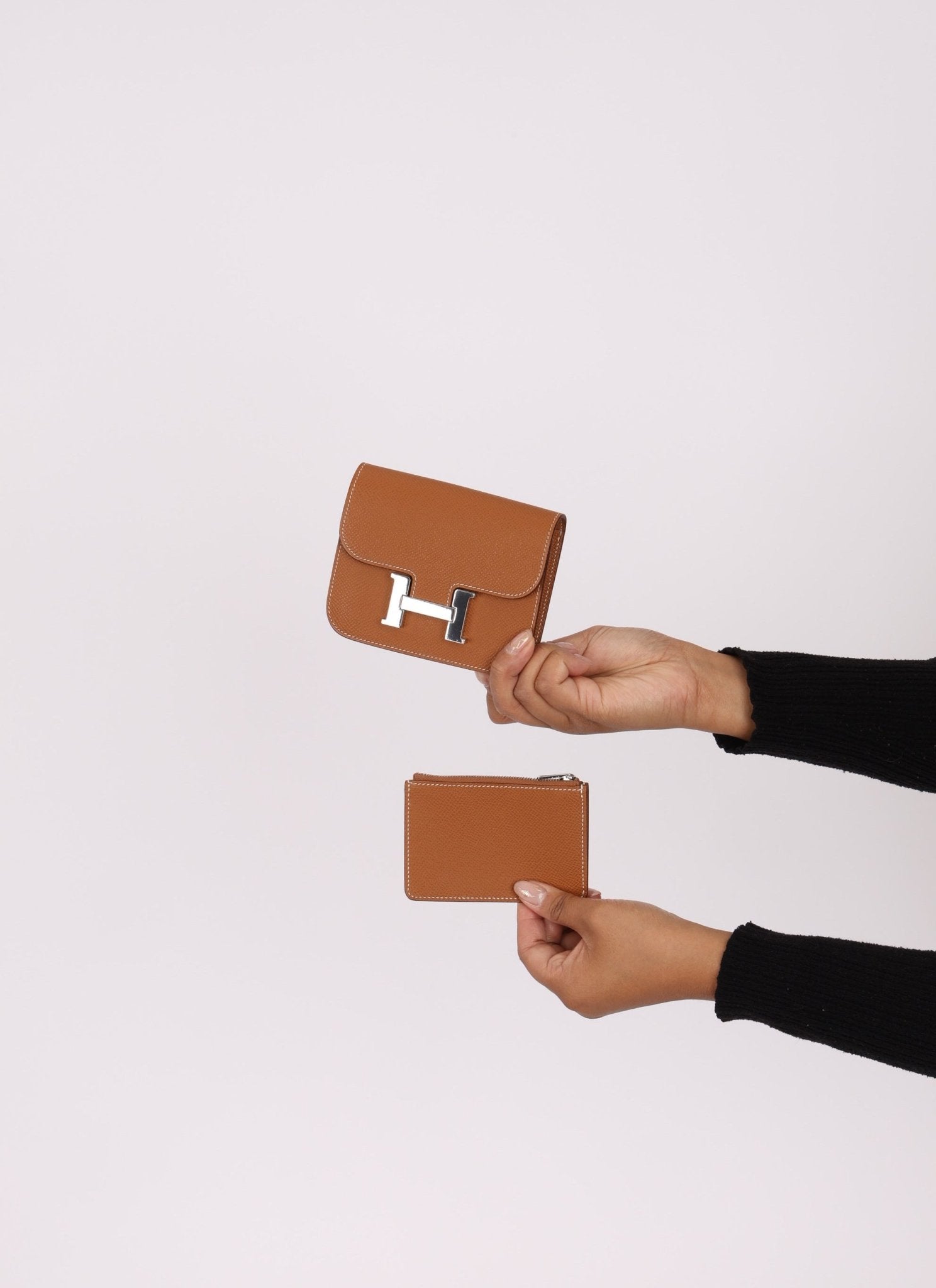 Hermès Gold Epsom Constance Slim Wallet w/ Custom Strap PHW - FashioNica