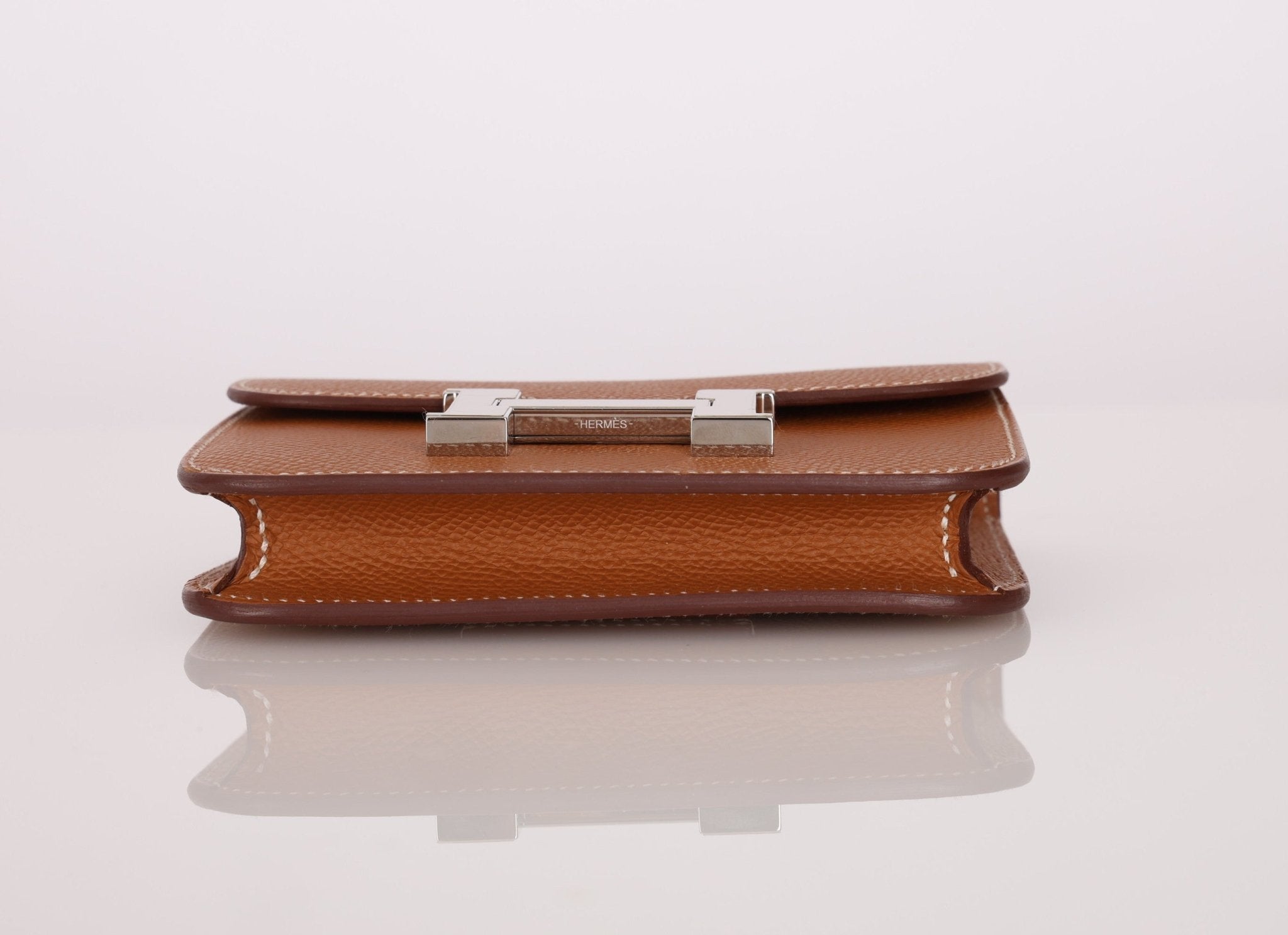 Hermès Gold Epsom Constance Slim Wallet w/ Custom Strap PHW - FashioNica