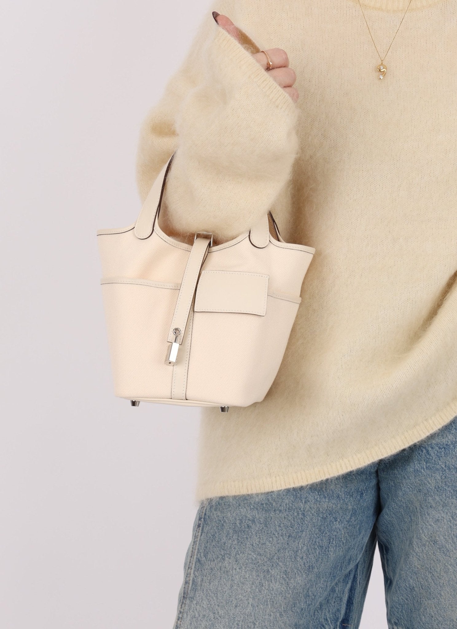 Hermès Nata Toile Goeland Swift Cargo Picotin 18 PHW - FashioNica