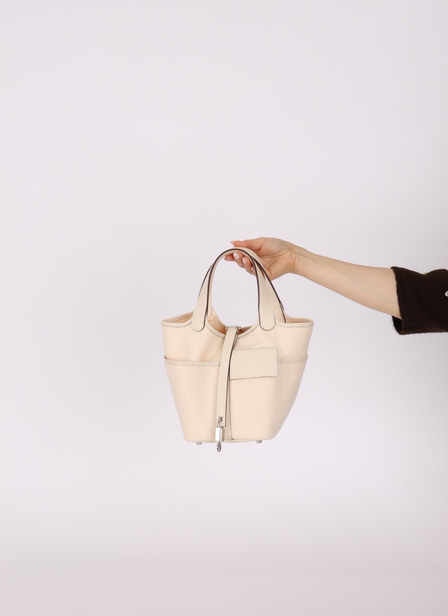 Hermès Nata Toile Goeland Swift Cargo Picotin 18 PHW - FashioNica