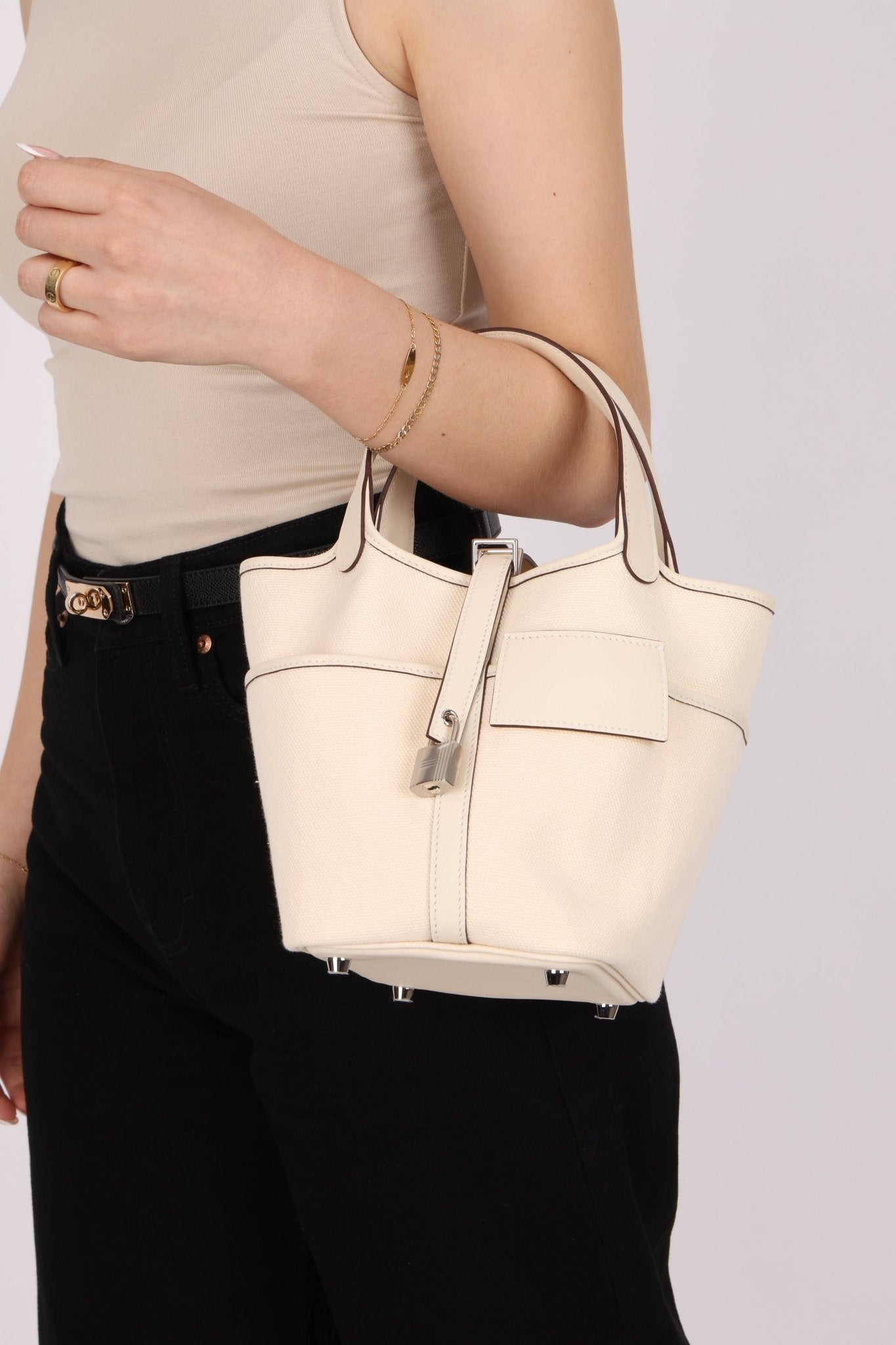 Hermès Nata Toile Goeland Swift Cargo Picotin 18 PHW - FashioNica