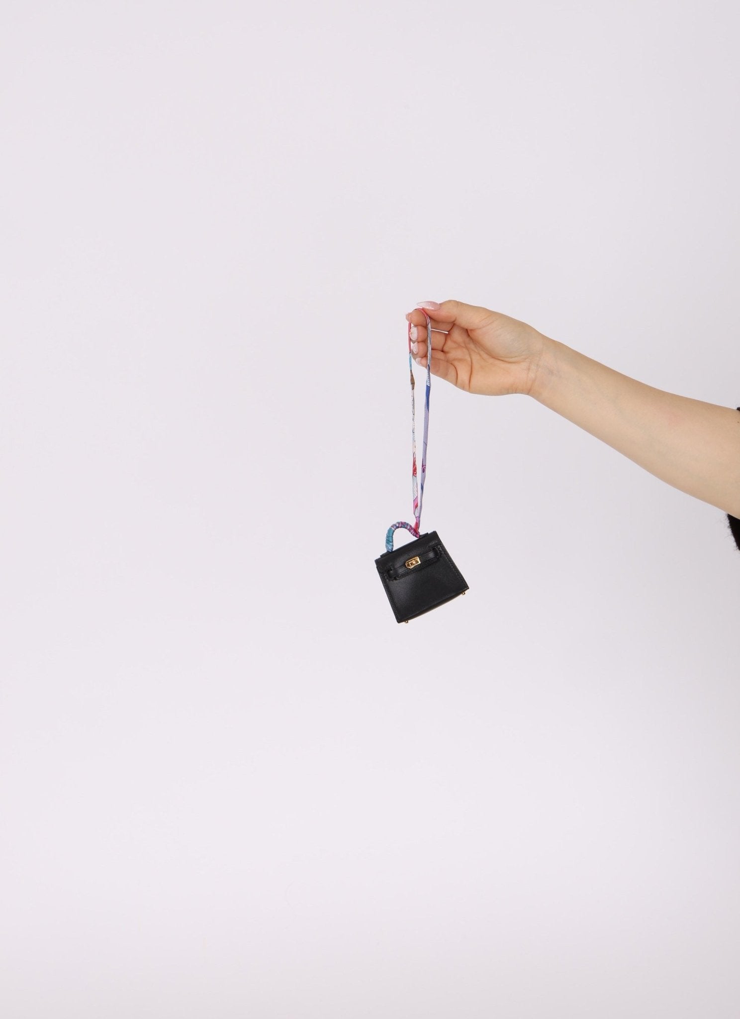 Hermès Noir Tadelakt Micro Kelly Twilly Bag Charm GHW - FashioNica