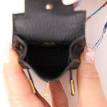 Hermès Noir Tadelakt Micro Kelly Twilly Bag Charm GHW - FashioNica